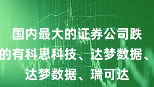 国内最大的证券公司跌幅较大的有科思科技、达梦数据、瑞可达